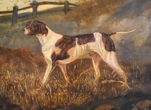 OIL PAINTING OF A POINTER DOG AFTER SCHWANFELDER - ADDITIONAL PHOTO 3