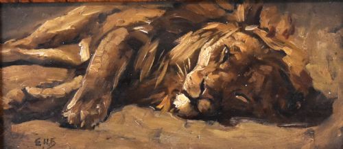 OIL SKETCH OF A SLEEPING LION - ADDITIONAL PHOTO 3