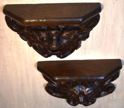 PAIR OF GOTHIC REVIVAL OAK WALL BRACKETS - ADDITIONAL PHOTO 6