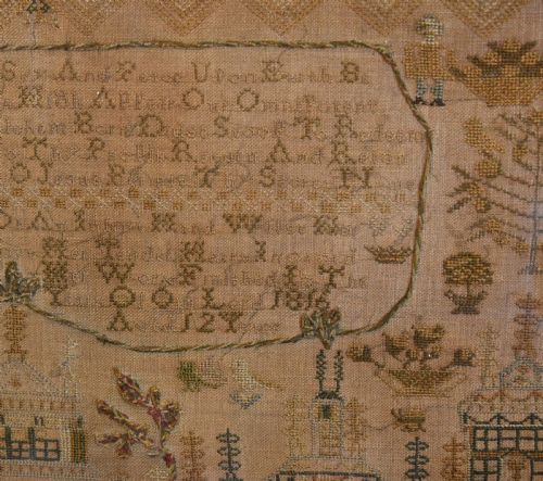 UNUSUAL GEORGIAN SAMPLER WITH MIRROR - ADDITIONAL PHOTO 4
