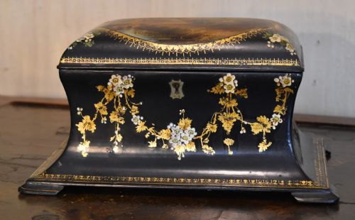 VICTORIAN PAPIER MACHE TEA CADDY - ADDITIONAL PHOTO 1