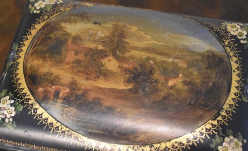 VICTORIAN PAPIER MACHE TEA CADDY - ADDITIONAL PHOTO 4