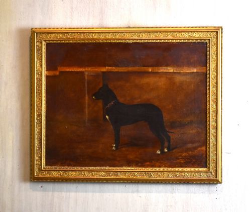 dog portrait oil painting of a great dane - CATEGORY: ANTIQUE ART - DATED 1900