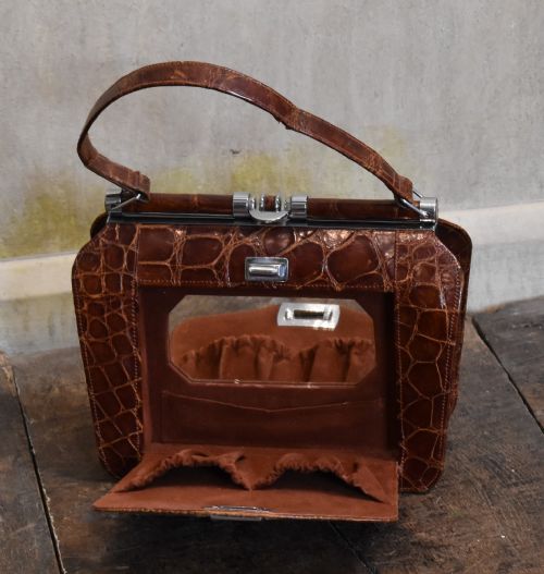FINE ART DECO CROCODILE LEATHER HANDBAG - ADDITIONAL PHOTO 1