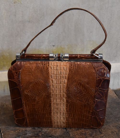 FINE ART DECO CROCODILE LEATHER HANDBAG - ADDITIONAL PHOTO 2