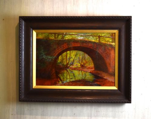 the old roman bridge oil painting by harry foster newey - CATEGORY: ANTIQUE ART - DATED 1930