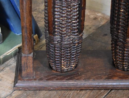 UNUSUAL OAK AND WICKER STICK STAND - ADDITIONAL PHOTO 2