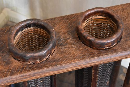 UNUSUAL OAK AND WICKER STICK STAND - ADDITIONAL PHOTO 4