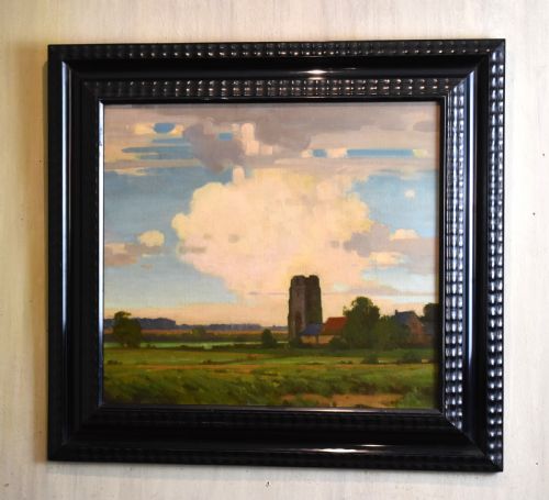 the ruined tower oil painting by william knight - CATEGORY: ANTIQUE ART - DATED 1920