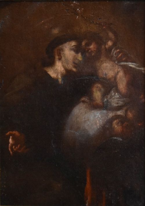 SEVENTEENTH CENTURY OIL PAINTING OF SAINT ANTHONY OF PADUA - ADDITIONAL PHOTO 3