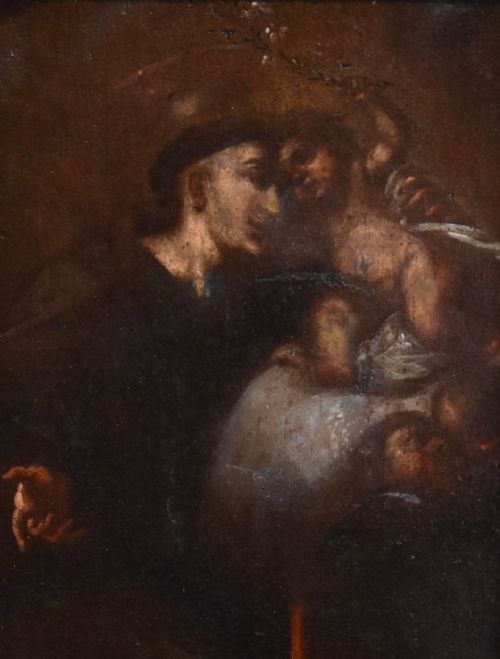 SEVENTEENTH CENTURY OIL PAINTING OF SAINT ANTHONY OF PADUA - ADDITIONAL PHOTO 5