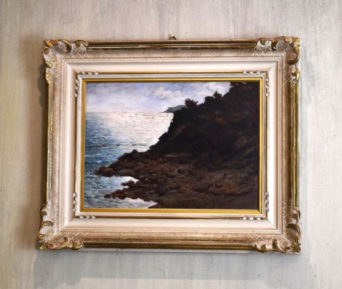 coastal scene oil painting by g bartoli - CATEGORY: ANTIQUE ART - DATED 1950