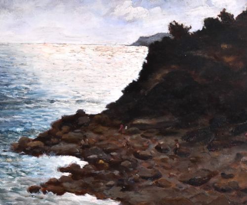 COASTAL SCENE OIL PAINTING BY G BARTOLI - ADDITIONAL PHOTO 4