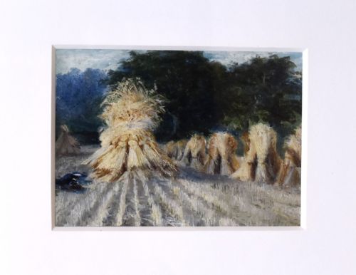 WHEATSHEAVES OIL PAINTING ATTRIBUTED TO ROY MORRIS - ADDITIONAL PHOTO 2