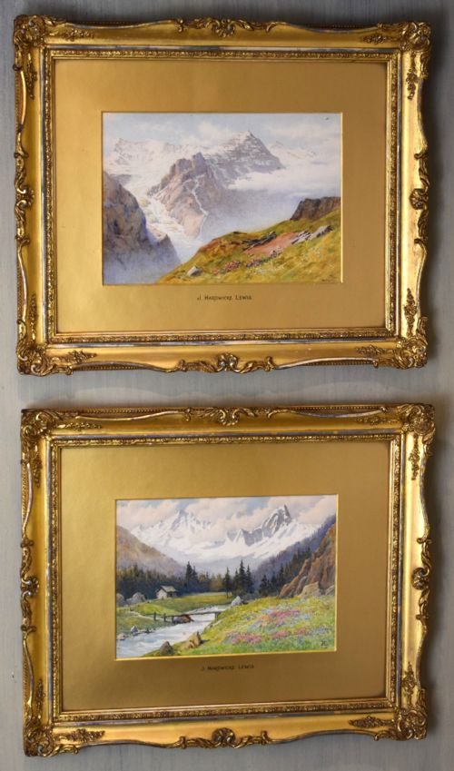 PAIR OF ALPINE LANDSCAPE WATERCOLOURS BY JOHN HARWICKE LEWIS - ADDITIONAL PHOTO 1