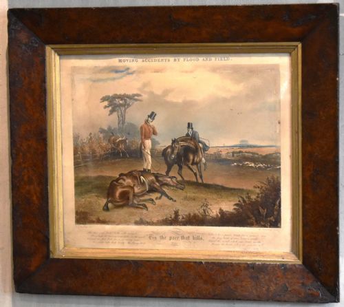 SET OF FOUR REGENCY HUNTING PRINTS IN BURR YEW FRAMES - ADDITIONAL PHOTO 5