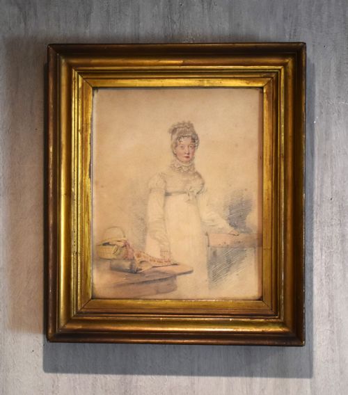 regency watercolour portrait of a lady - CATEGORY: ANTIQUE ART - DATED REGENCY
