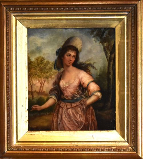 SMALL GEORGIAN OIL PAINTING OF A LADY - ADDITIONAL PHOTO 2