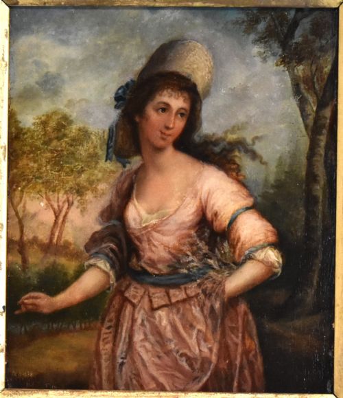 SMALL GEORGIAN OIL PAINTING OF A LADY - ADDITIONAL PHOTO 4