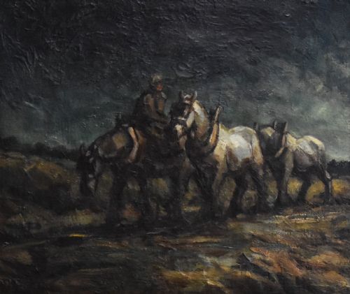 OIL PAINTING OF WORK HORSES BY MARGARET THEYRE - ADDITIONAL PHOTO 3