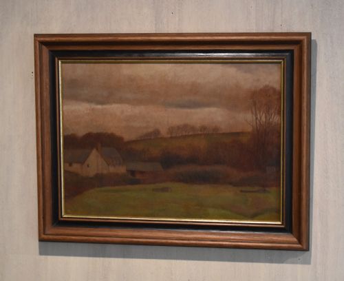 landscape oil painting by frank hughes - CATEGORY: ANTIQUE ART - DATED 1930