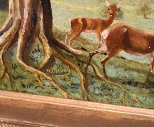 OIL PAINTING OF A COUNTRY HOUSE LANDSCAPE WITH DEER - ADDITIONAL PHOTO 4