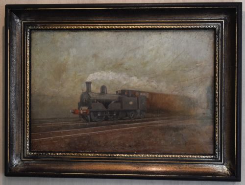 VICTORIAN OIL PAINTING OF A TRAIN - ADDITIONAL PHOTO 1