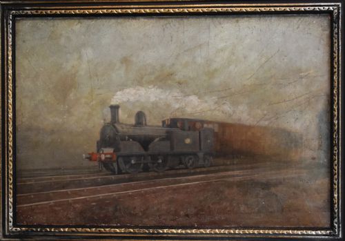 VICTORIAN OIL PAINTING OF A TRAIN - ADDITIONAL PHOTO 4