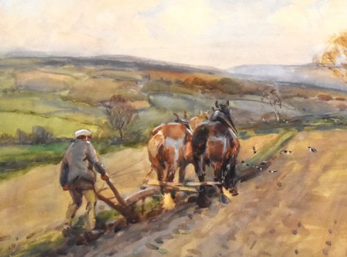 PLOUGHING WATERCOLOUR BY JOHN ATKINSON 18631924 - ADDITIONAL PHOTO 3