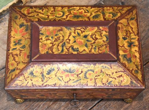 REGENCY PAINTED PENWORK GAMES BOX - ADDITIONAL PHOTO 1