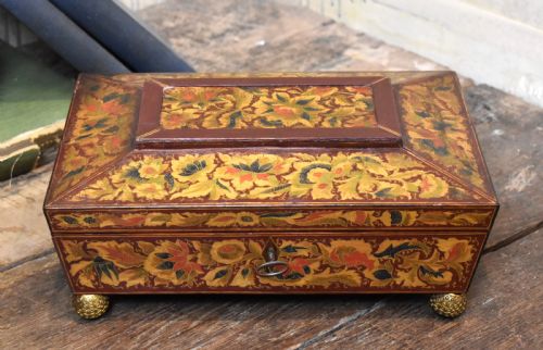 REGENCY PAINTED PENWORK GAMES BOX - ADDITIONAL PHOTO 3