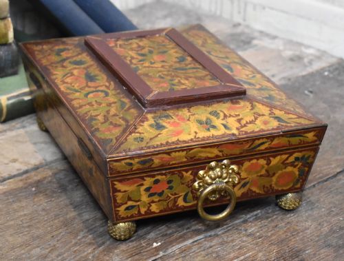 REGENCY PAINTED PENWORK GAMES BOX - ADDITIONAL PHOTO 5