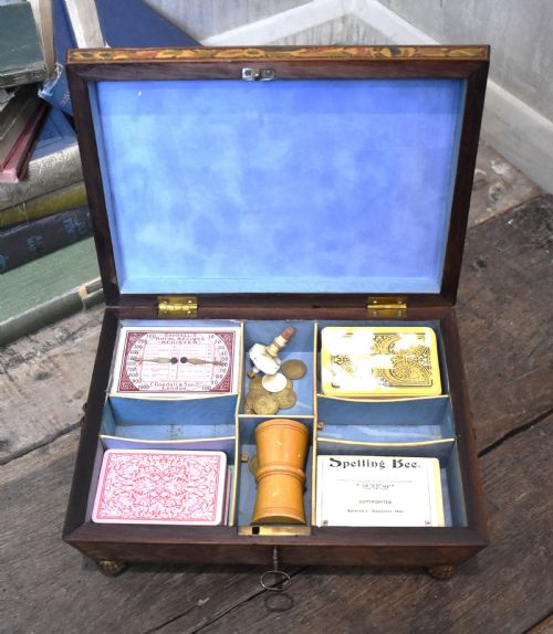 REGENCY PAINTED PENWORK GAMES BOX - ADDITIONAL PHOTO 7