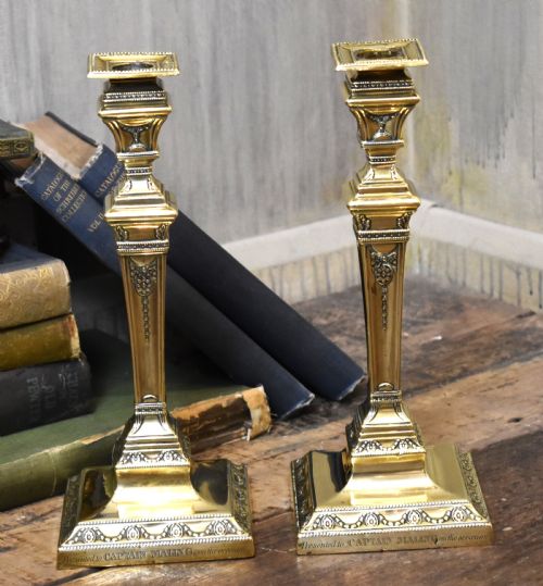 PAIR OF MILITARY RELATED BRASS CANDLESTICKS - ADDITIONAL PHOTO 1