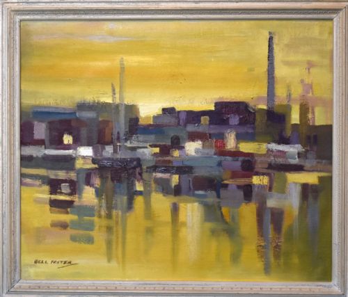 ABSTRACT OIL PAINTING OF LONDON BY ARTHUR BELL FOSTER - ADDITIONAL PHOTO 2