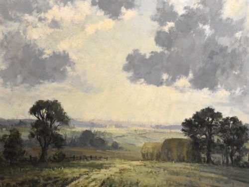 CLOUDS OVER THE WOLDS OIL PAINTING BY CLIVE BROWNE - ADDITIONAL PHOTO 2