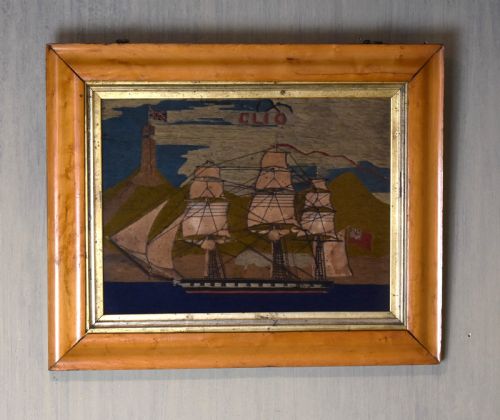 fine victorian ship woolwork - CATEGORY: ANTIQUE MISCELLANEOUS - DATED 1880