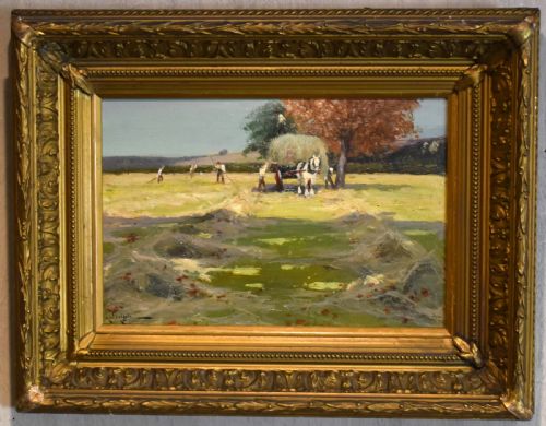 HARVEST SCENE OIL PAINTING BY ARTHUR WALKER REDGATE - ADDITIONAL PHOTO 1