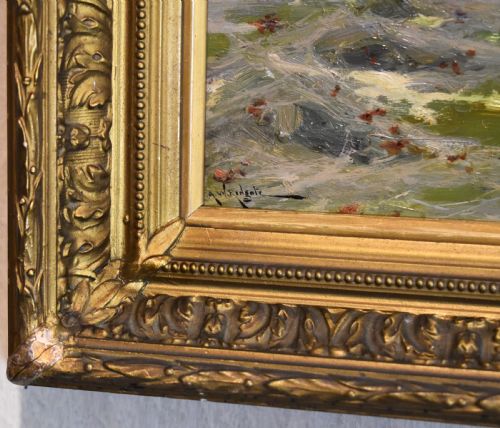 HARVEST SCENE OIL PAINTING BY ARTHUR WALKER REDGATE - ADDITIONAL PHOTO 3