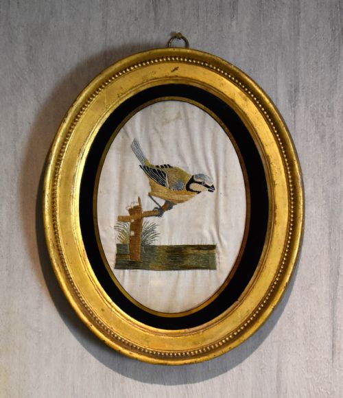 georgian needlework of a blue tit by susannah cleveland - CATEGORY: ANTIQUE MISCELLANEOUS - DATED GEORGIAN
