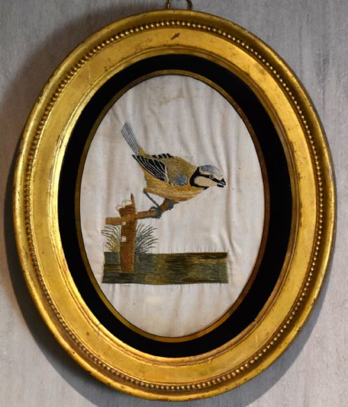 GEORGIAN NEEDLEWORK OF A BLUE TIT BY SUSANNAH CLEVELAND - ADDITIONAL PHOTO 1