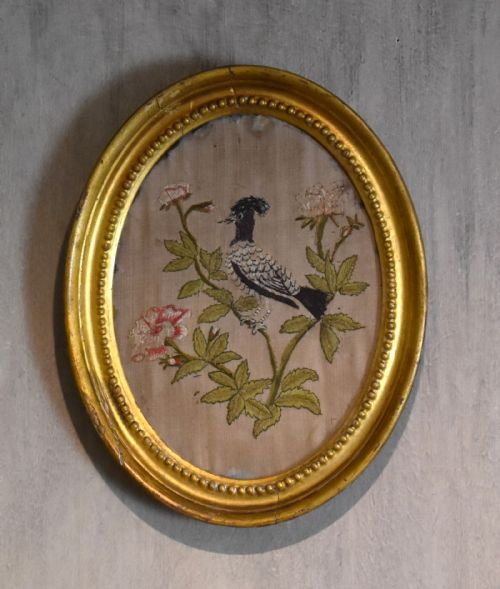 georgian needlework of a bird by susannah cleveland - CATEGORY: ANTIQUE MISCELLANEOUS - DATED GEORGIAN