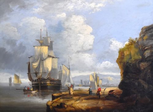 GEORGIAN COASTAL SCENE OIL PAINTING - ADDITIONAL PHOTO 3