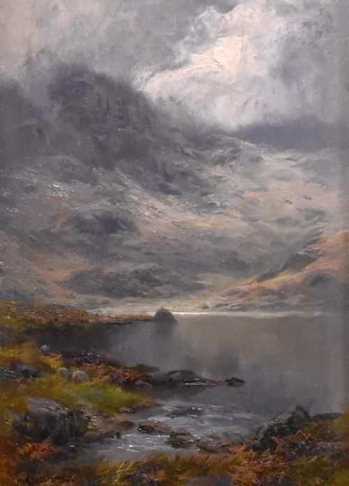 OIL PAINTING OF EASEDALE TARN BY JAMES HENRY CROSSLAND - ADDITIONAL PHOTO 3