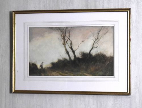 when trees are bare watercolour by w tatton winter - CATEGORY: ANTIQUE ART - DATED 1900