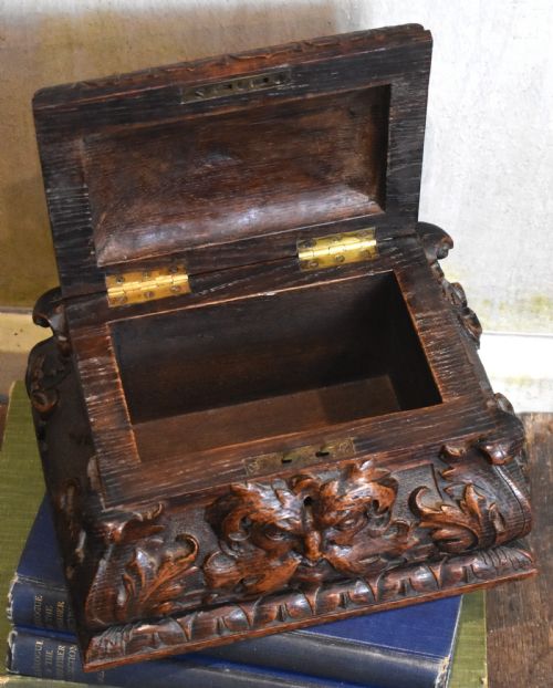 GREEN MAN CARVED OAK GOTHIC REVIVAL CASKET - ADDITIONAL PHOTO 5