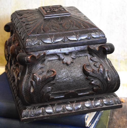 GREEN MAN CARVED OAK GOTHIC REVIVAL CASKET - ADDITIONAL PHOTO 6