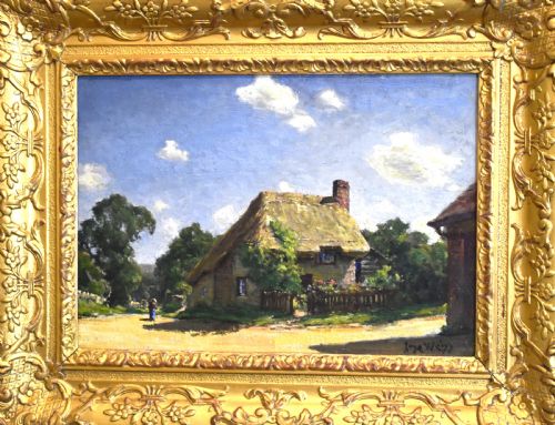 OLD SUSSEX COTTAGE OIL PAINTING BY JOSE WEISS - ADDITIONAL PHOTO 2