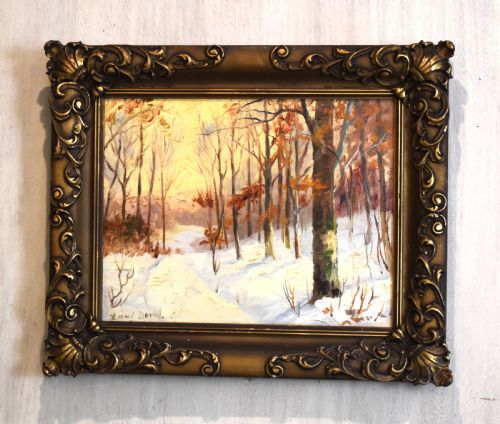 canadian landscape oil painting by lionel duval - CATEGORY: ANTIQUE ART - DATED 1900