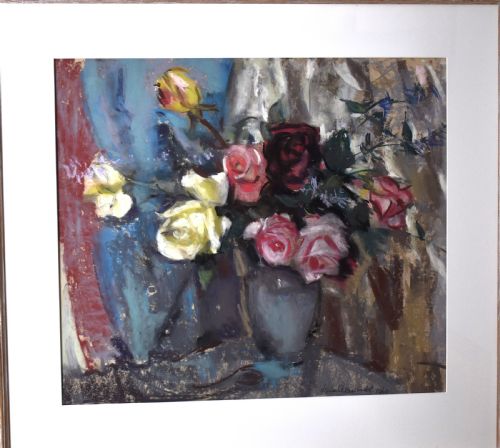 STILL LIFE PASTEL OF ROSES BY LENA M ALEXANDER 18991983 - ADDITIONAL PHOTO 2
